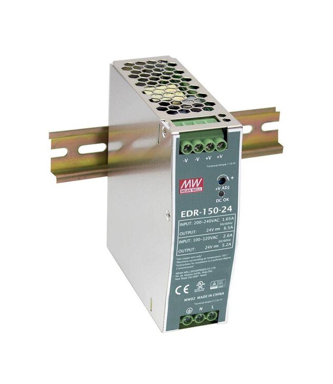 Meanwell 24VDC DIN rail voeding 150 Watt - 5.2A