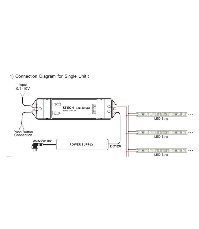 Universele LEDstrip dimmer - 1 kanaal