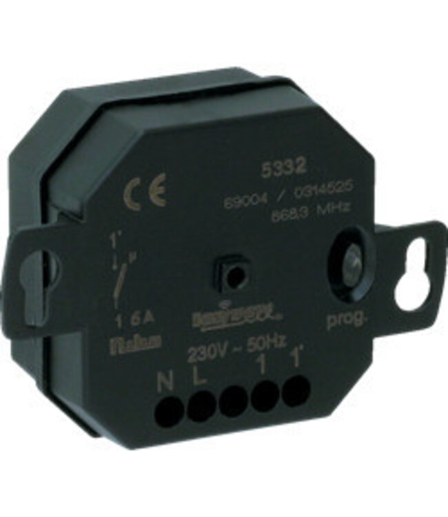 Niko Enkelpolige, potentiaalvrije 1-kanaals inbouw RF-ontvanger 05-332