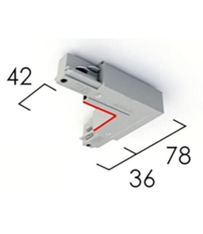 Eutrac 3-fase rail Eutrac Hoekverbinding, zwart, wit of grijs