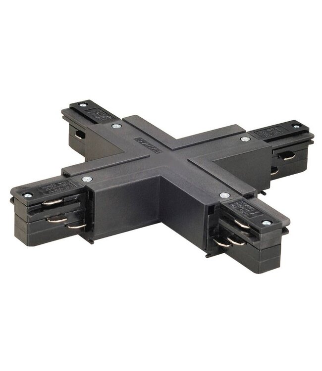 Eutrac 3-fase rail Eutrac X- verbinder met voeding, zwart, wit of grijs