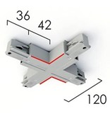 Eutrac 3-fase rail Eutrac X- verbinder met voeding, zwart, wit of grijs