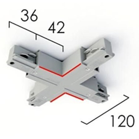 Eutrac 3-fase rail Eutrac X- verbinder met voeding, zwart, wit of grijs