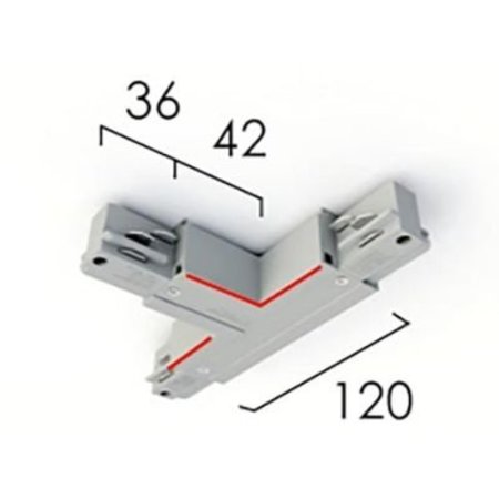 Eutrac 3-fase rail Eutrac T- koppeling met aarding links