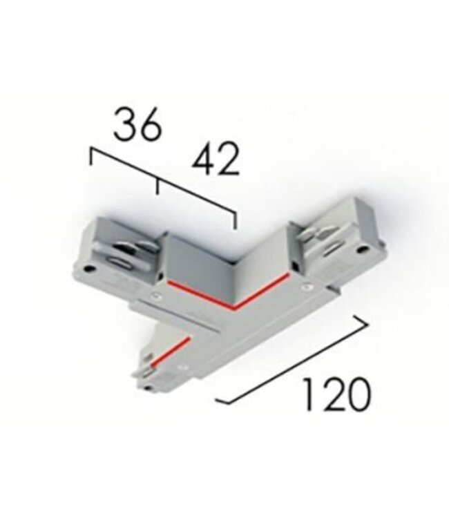 Eutrac 3-fase rail Eutrac T- koppeling met aarding links
