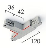 Eutrac 3-fase rail Eutrac T- koppeling,met aarding rechts