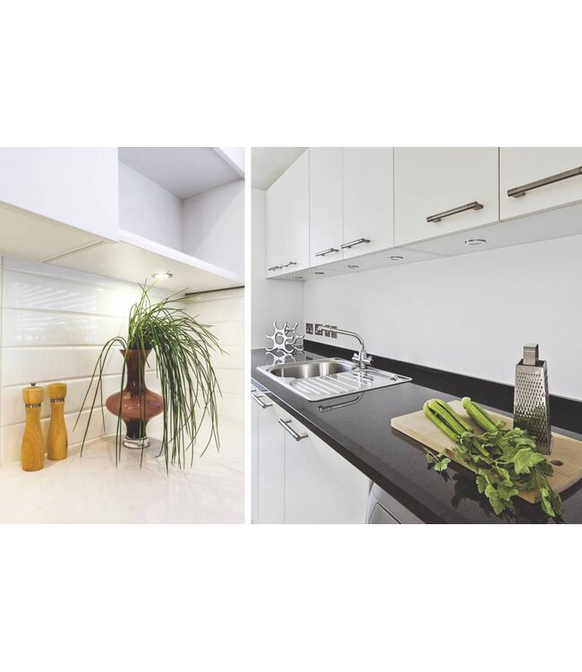 Extra platte inbouwspot voor keuken of badkamermeubel, wit