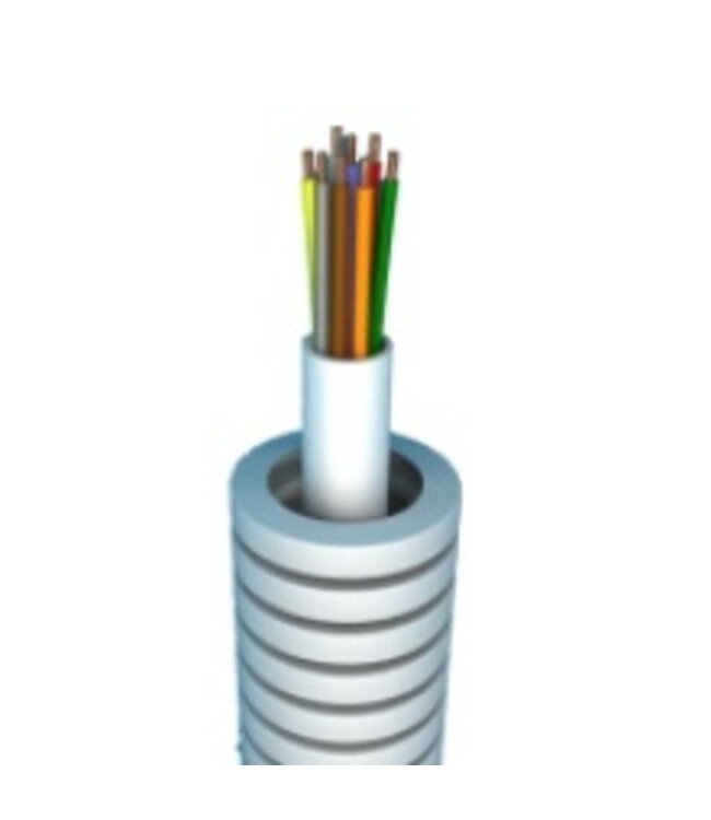 Flexibele buis 50m met alarm kabel 6 x 0,22