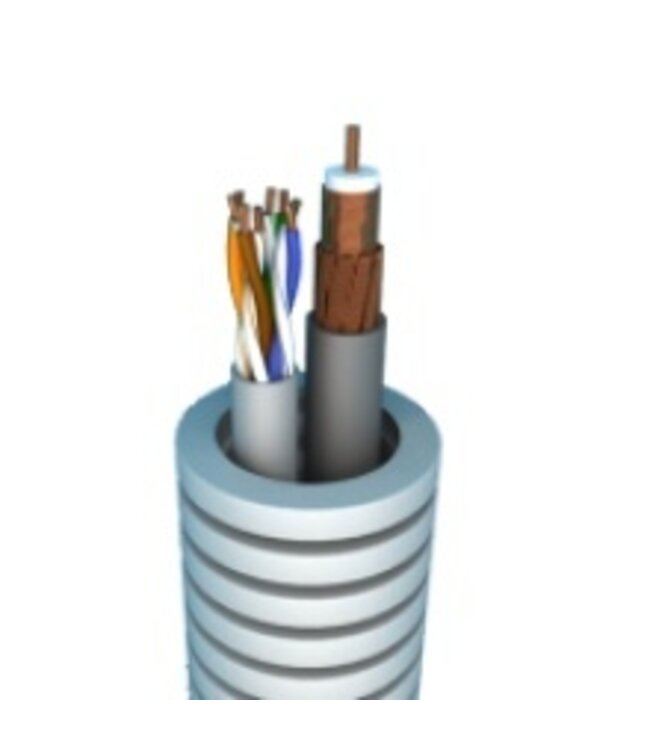 Flexibele buis met coax & UTP Cat5e