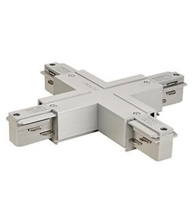 Eutrac 3-fase rail Eutrac X- verbinder met voeding, zwart, wit of grijs