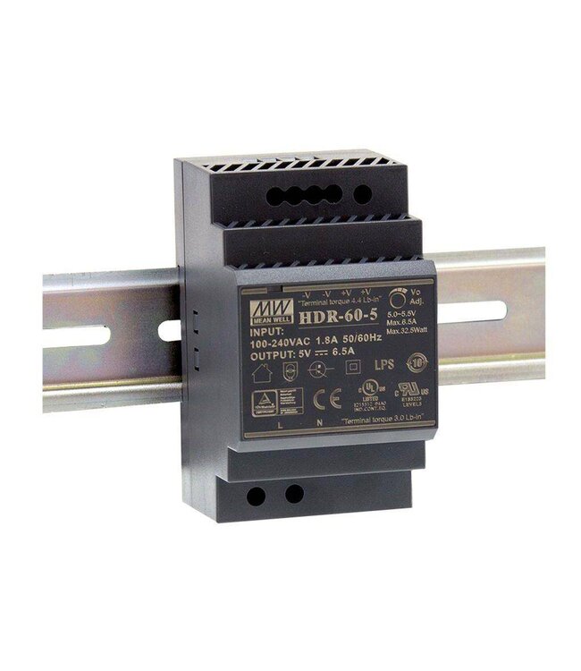 Meanwell 12VDC DIN rail voeding 60 Watt - 5A