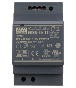Meanwell 12VDC DIN rail voeding 60 Watt