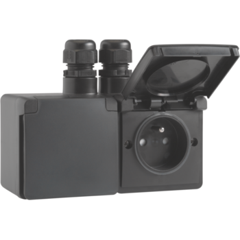 Niko Hydro zwart stopcontact kit