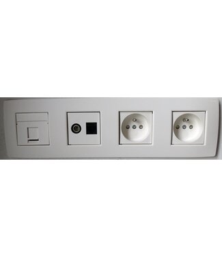 Niko Dubbel stopcontact, TV en UTP, wit