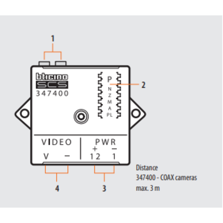 Bticino Camera interface naar 2-draad Bticino bus