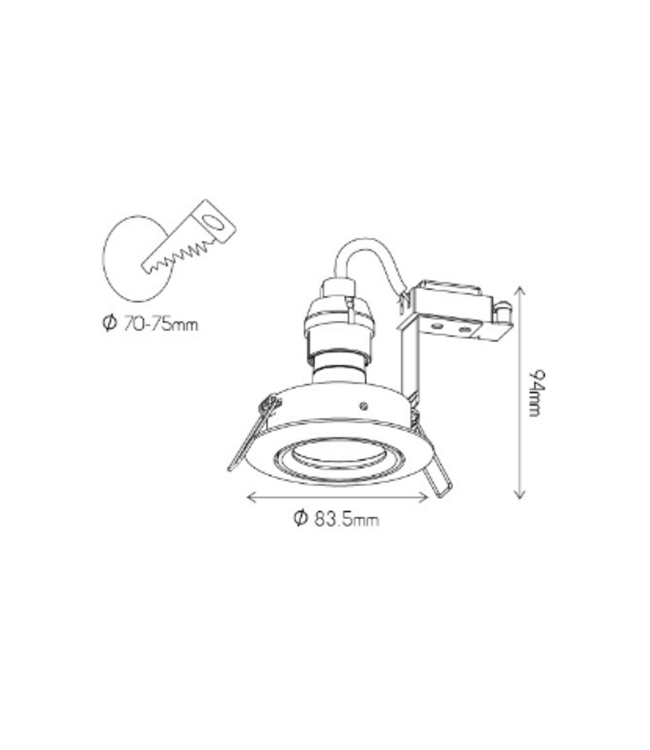 saturn inbouwspot, richtbaar, mat zwart