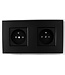 Niko Tweevoudig stopcontact, intense mat zwart