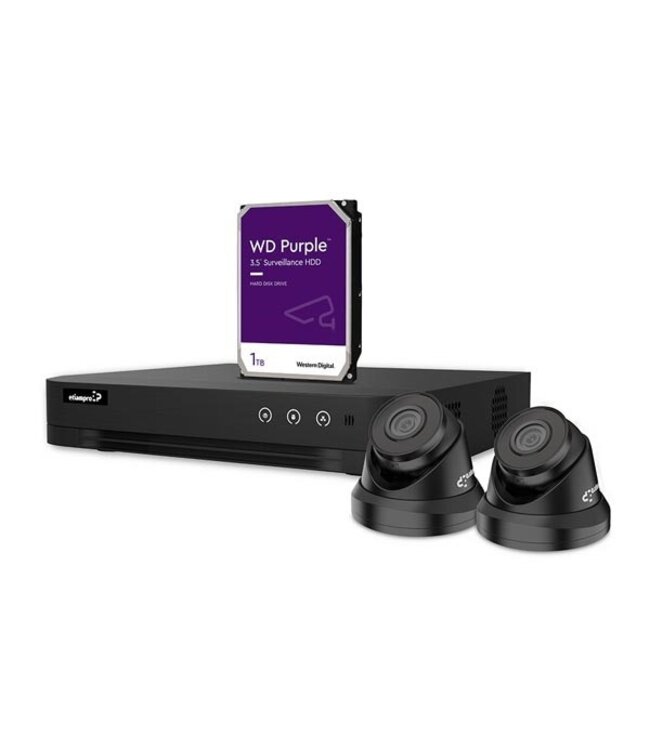 etiampro IP-videobewakingsset met 4 kanaals NVR recorder en 2 IP-Dome camera's