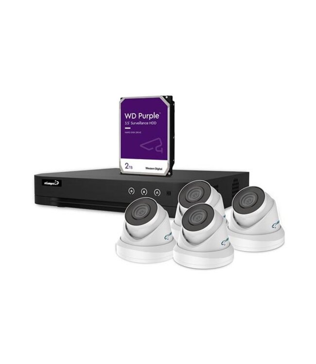 etiampro IP-videobewakingsset met 4 kanaals NVR recorder en 4 IP-Dome camera's