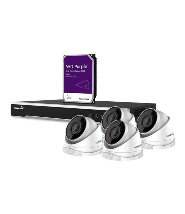 etiampro IP-videobewakingsset met 4 kanaals NVR recorder en 4 IP-4MP camera's
