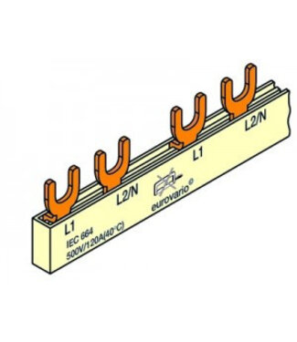 aansluitrail 2 polig met vorken 24 modules - 10mm