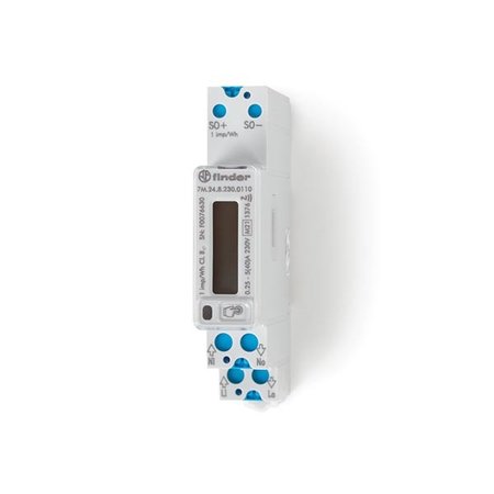 Finder MID certified monofasige bi-directionele energie meter met puls uitgang - 40A