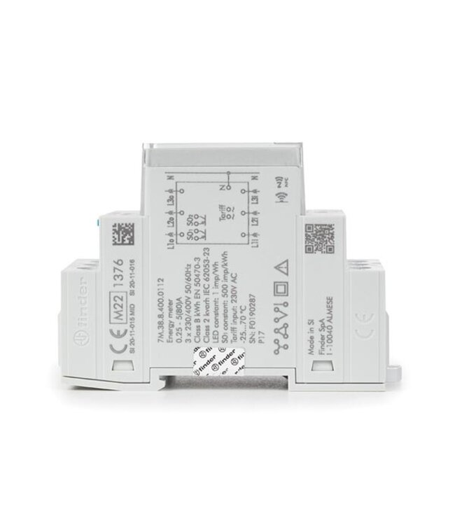 Finder MID certified driefasige bi-directionele energie meter met puls uitgang - 80A