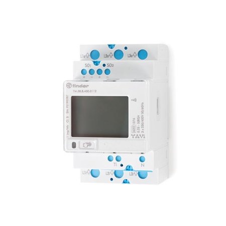 Finder MID certified driefasige bi-directionele energie meter met puls uitgang - 80A