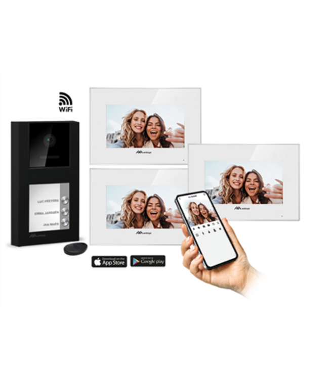 Entrya Facila neXt K2171W/B3 videofoonkit met 3 drukknoppen