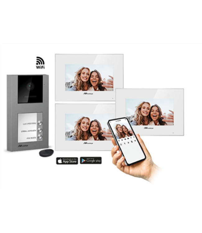 Entrya Facila neXt K2171W/B3 videofoonkit met 3 drukknoppen