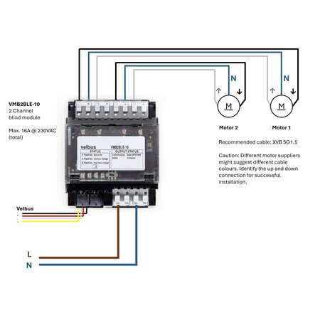 Velbus Velbus 2-kanaals rolluikmodule voor din rail