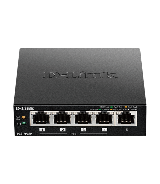 D-link Dlink PoE Ethernet switch, 4+1 Gigabit poorten