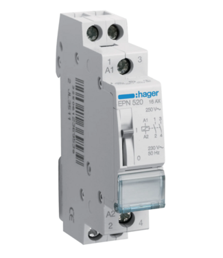 Hager Impulsrelais 16 A, 2 maak contacten, 230 V AC