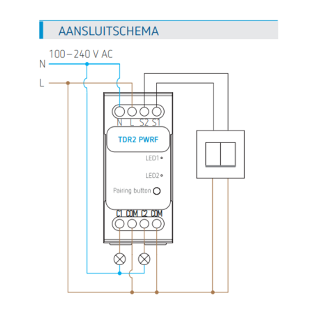 2 kanaals Wifi relais of via RF drukknop.
