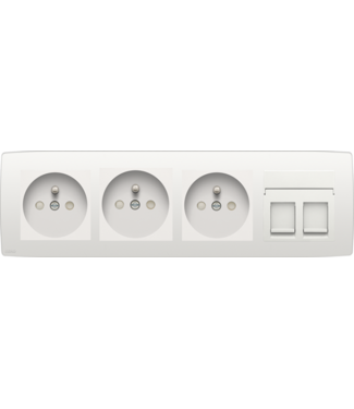 Niko Driedubbel stopcontact en  2x UTP, wit