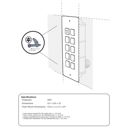 Entrya ES4-KPFB kit met zwart inbouw codeklavier