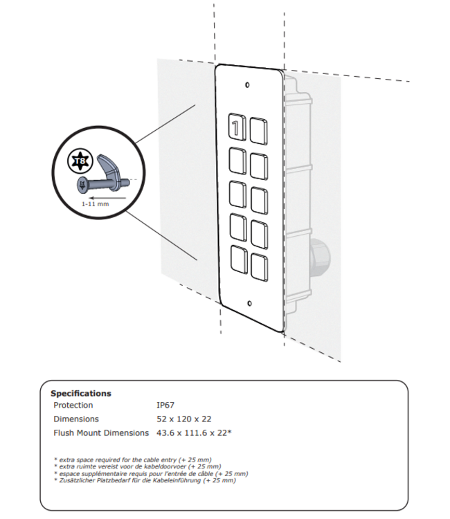 Entrya ES4-KPFB kit met zwart inbouw codeklavier