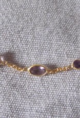 Necklace gold on silver with hand cut amethyst stones