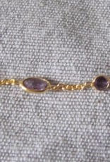 Necklace gold on silver with hand cut amethyst stones