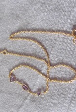 Necklace gold on silver with hand cut amethyst stones