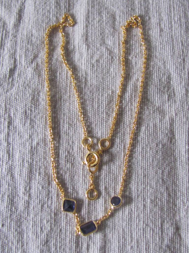 Necklace gold on silver with iolite