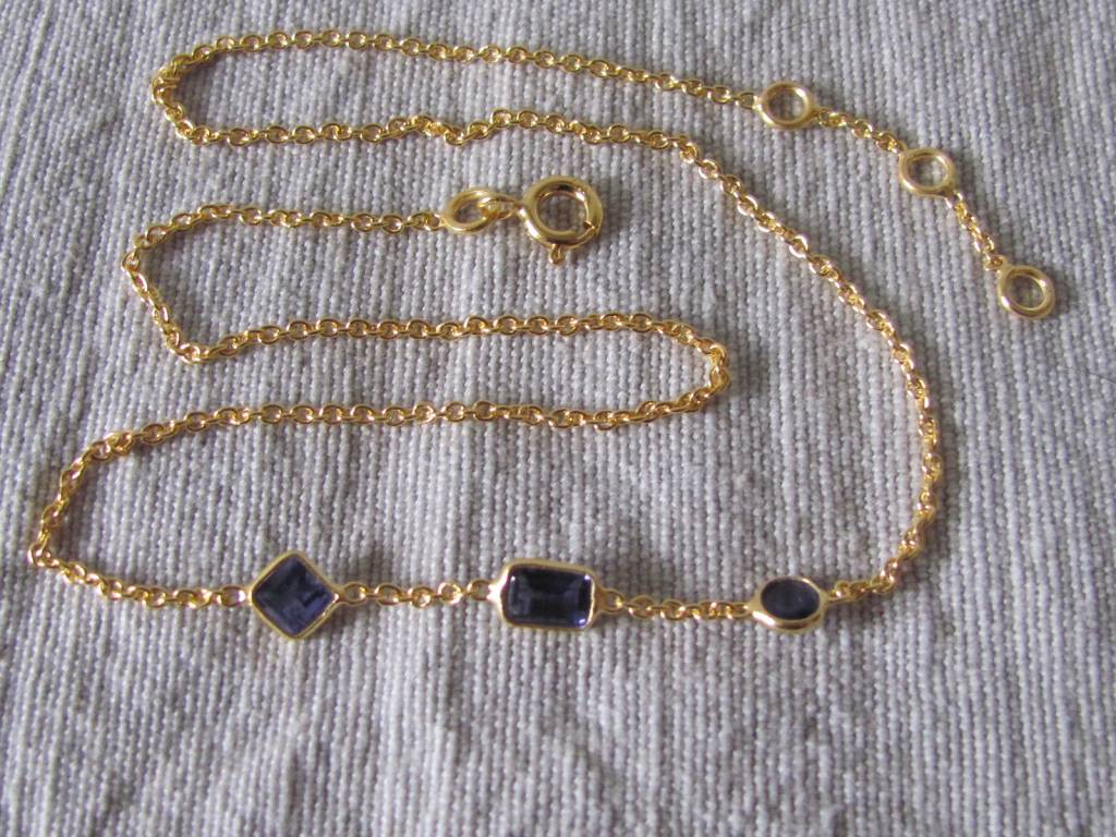 Necklace gold on silver with iolite