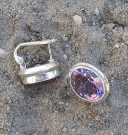Earring silver with facet cut amethyst