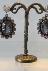 Earring silver mystic rainbow moon stone