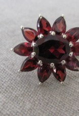 Earring dormeuse silver with garnet