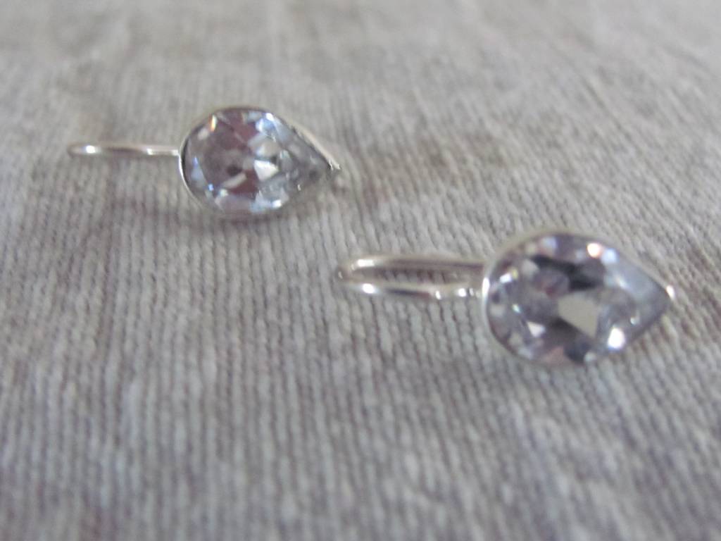 Silver earring teardrop zircon