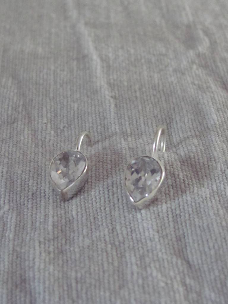 Silver earring teardrop zircon