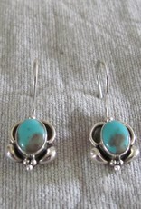 Earring silver with  Persian turquoise  dormeuse