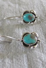 Earring silver with  Persian turquoise  dormeuse