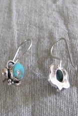 Earring silver with  Persian turquoise  dormeuse